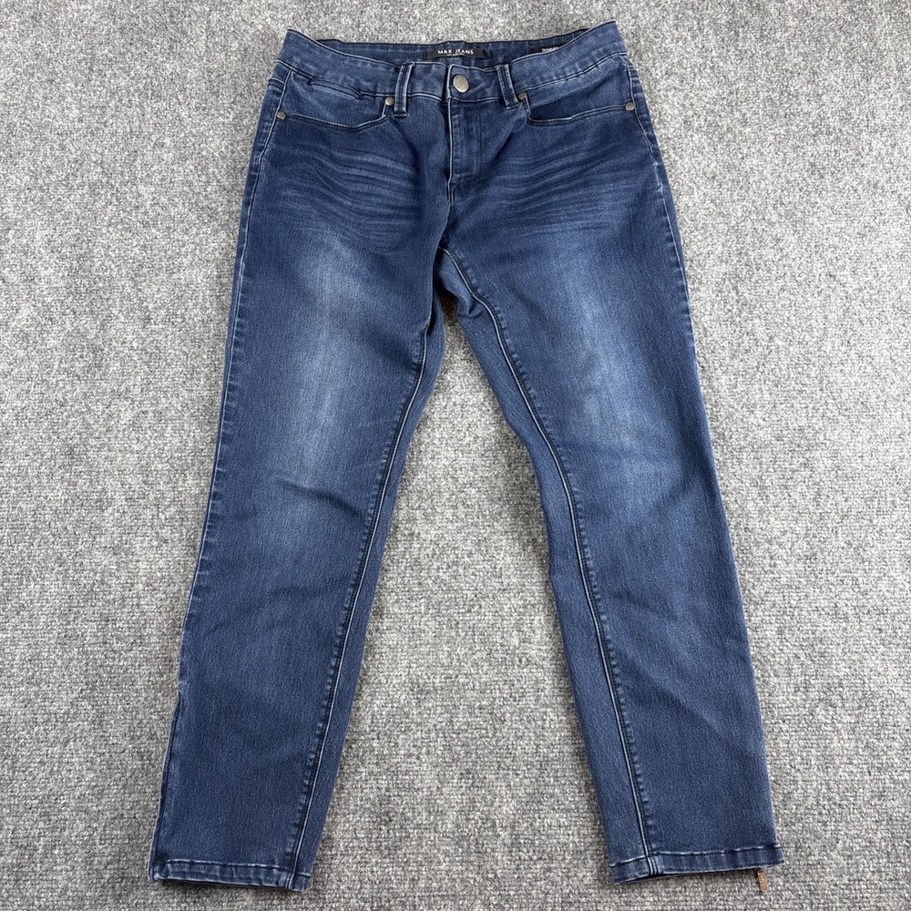 Max Jeans Skimmer Cropped Ankle Jeans Size 8 Tummy Control Dark Wash